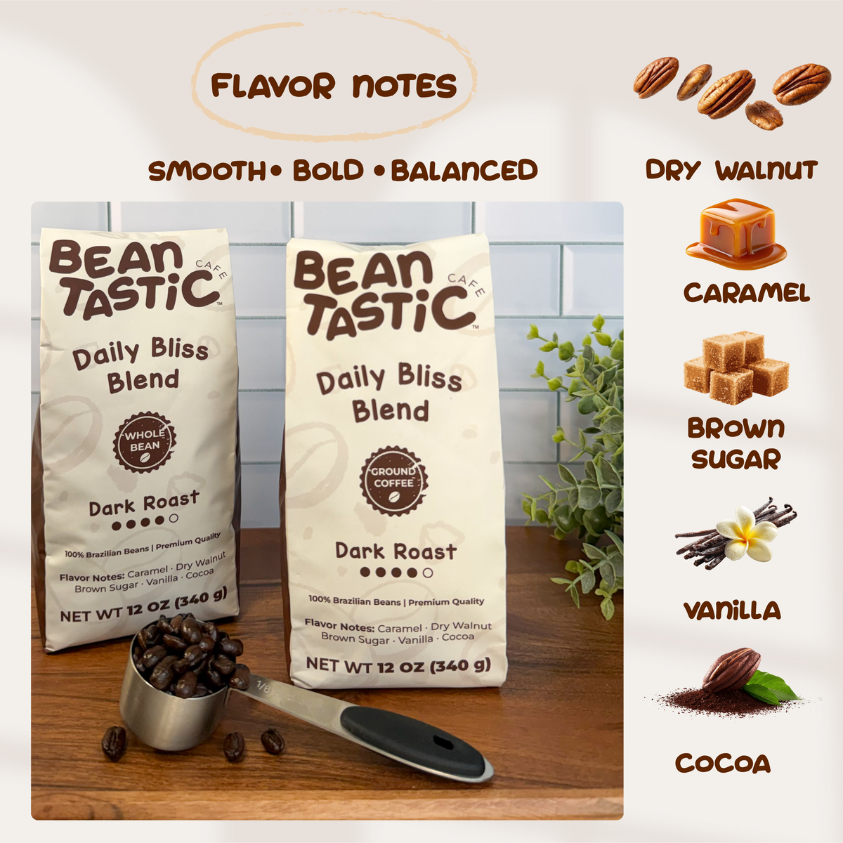 Daily Bliss Blend - Dark Roast Coffee, 12 oz